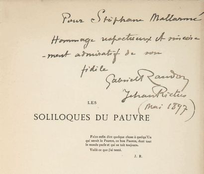 RICTUS (Jehan). Les Soliloques du pauvre. Paris, Chez l'Auteur, 1897. In-8, broché,...