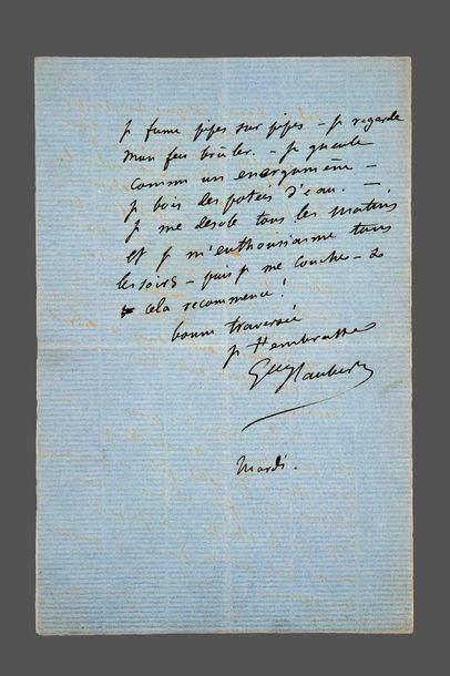 FLAUBERT (Gustave). Lettre autographe signée à Ernest Feydeau, [Croisset, après le...