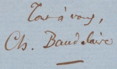 BAUDELAIRE (Charles) (1821-1867) L.A.S. à son ami et poète Charles Asselineau, (s.l.)...