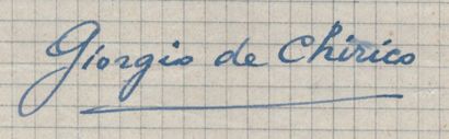 CHIRICO (Giorgio de) (1888-1978) Manuscrit autographe signé, (s.l.n.d.), 5 p.1/2...