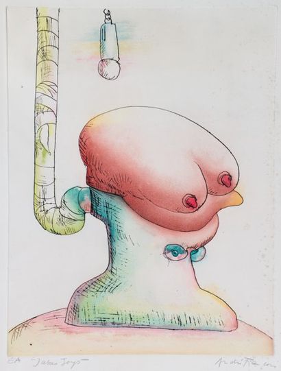 FRANÇOIS André FAKE TOYS. GRAVURE ORIGINALE SIGNÉE. circa 1970 ; 49 x 37 cm, sous...