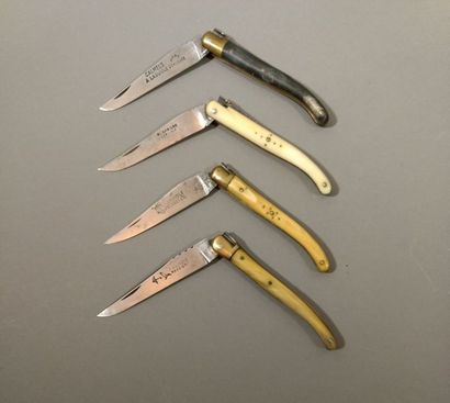 null LAGUIOLE - Ensemble de quatre couteaux pliants - ROSSIGNOL - BESSET JEUNE -...
