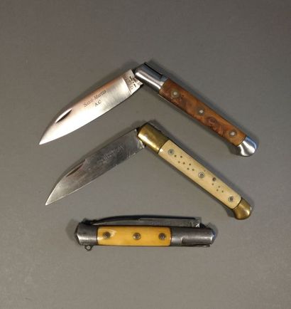 null Ensemble de trois couteaux pliants -Couteau de type SAINT MARTIN, manche en...