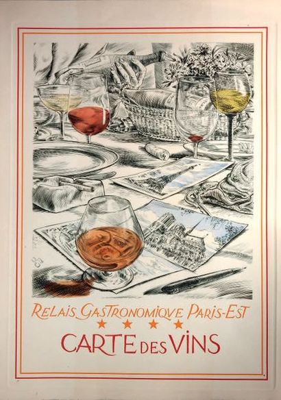  CARTE DE VINS. — Relais gastronomique Paris-Est. Carte des vins. [Paris, Gabriel...