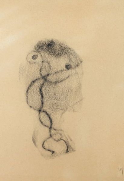 MICHAUX Henri * Sans titre. 1944.
Crayon sur papier, signé. 25 x 19,5 cm, sous encadrement.
Dessin...