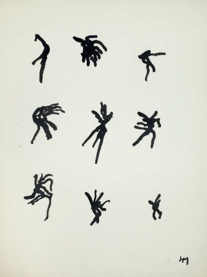 MICHAUX Henri Mouvements. Dessin original à l'encre, signé. 1951. 31,5 x 23,5 cm,...