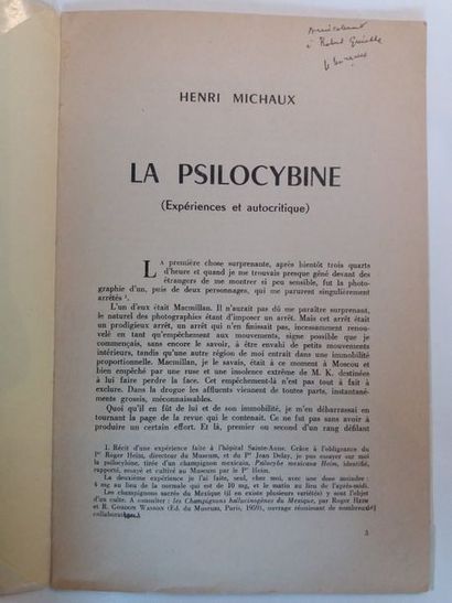 MICHAUX Henri La Psilocybine. (Expériences et autocritique). Paris, Les Lettres Nouvelles,...