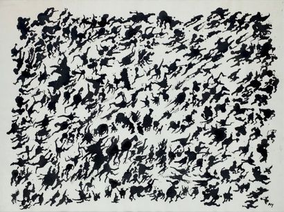 MICHAUX Henri * Sans titre, circa 1968. Encre de Chine sur papier, signée en bas...