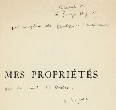 MICHAUX Henri Mes Propriétés. Paris, J. C. Fourcade, 1929. In-12, plein maroquin...