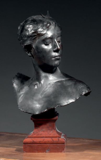 Alexandre FALGUIERE (1831-1900) Diane
Buste en bronze à patine brune
Signé «A. Falguière»...
