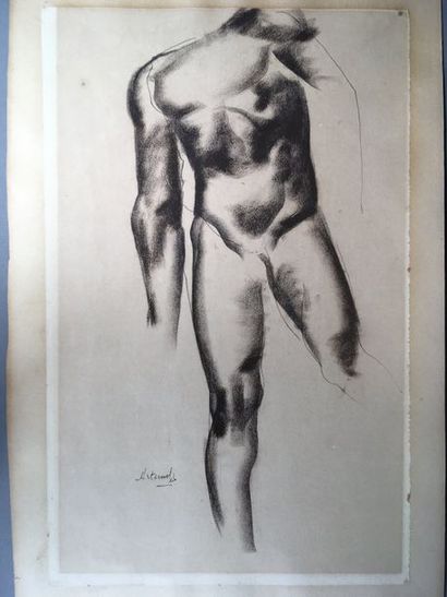 null Georges ARTEMOFF (1892-1965) Nu masculin Encre et fusain sur papier Signé en...