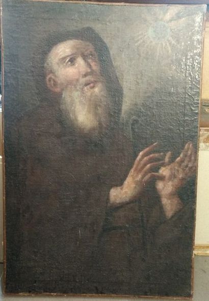 null ECOLE DU XVIIIe SIECLE Saint François Huile sur toile 61,5 x 41 cm