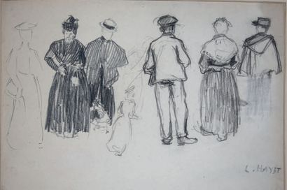 null Étude de promeneurs
Crayon gras sur papier
Vers 1886-1890
Signé au crayon «L.Hayet»...