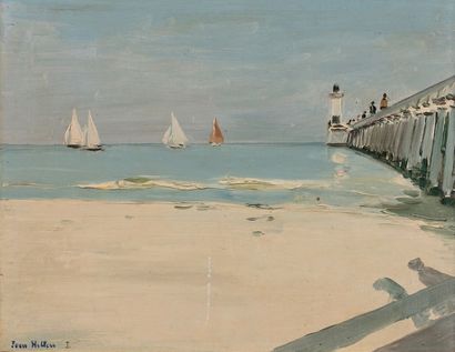 Jean HELLEU (1894-1985) Dieppe, la jetée
Huile sur toile signée en bas à gauche
26...