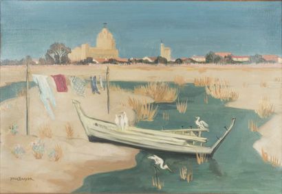 Yves BRAYER (1907-1990) Paysage aux Saintes-Maries-de-la-mer
Huile sur toile
Signée...