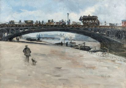 Siebe Johannes TEN CATE (1858-1908) Le pont du Carrousel
Huile sur toile
Signée en...