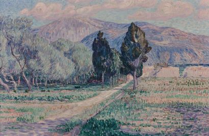 LÉON DETROY (1859-1955) Paysage du Roussillon vers 1920
Huile sur toile
Signée en...