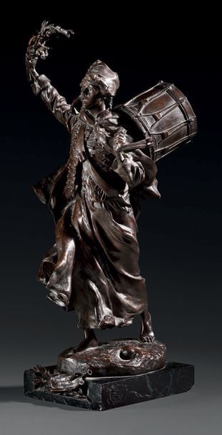 Ernest DAGONET (1856-1926) La Marseillaise
Statuette en bronze à patine brune nuancée...