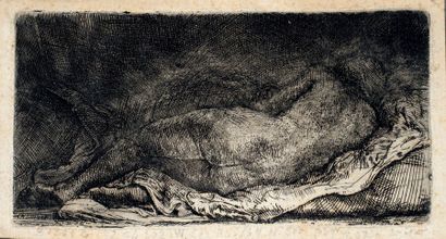 Rembrandt Harmensz. van Rijn (1606-1669) Négresse couchée. 1658.
Eau-forte, pointe...