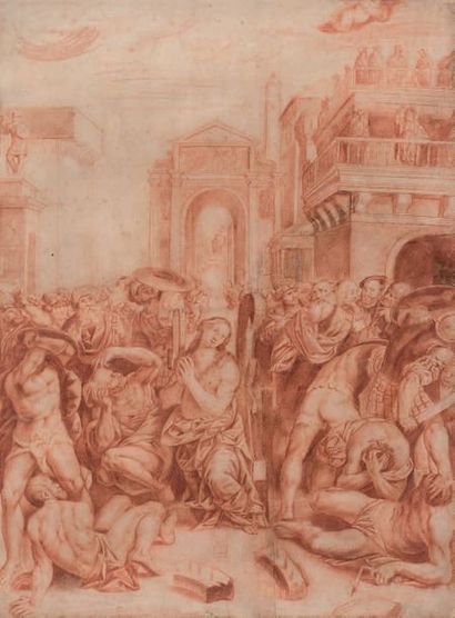 Ecole italienne du XVIIe siècle Le martyre de sainte Catherine d'après un maître
Sanguine...