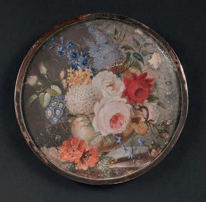 CORNELIS VAN SPAENDONCK (1756-1840), ATTRIBUÉ À Bouquet de fleurs sur un entablement...