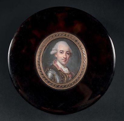 François DUMONT (1751-1831) Portrait d'homme en buste vers la droite en cuirasse...
