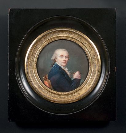 ÉCOLE FRANÇAISE VERS 1785 Portrait du peintre Jean-Laurent Mosnier, assis vers la...