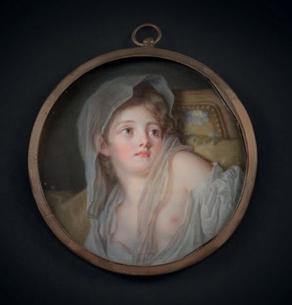 Jean-Baptiste-Jacques AUGUSTIN (1759-1832) Fillette coiffée d'un voile
Aquarelle...