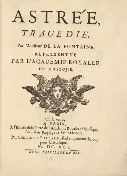 null Astrée. Tragédie. Représentée par l'Académie royalle de musique. Paris, Christophe...