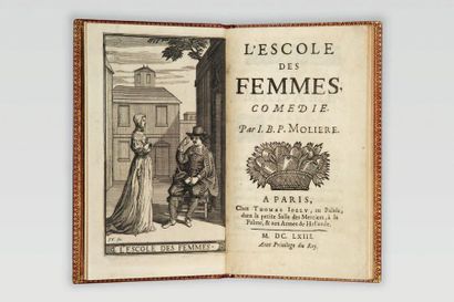 MOLIÈRE 1622-1673 L'Escole des femmes. Comédie. Paris, Thomas Jolly, 1663. In-12,...