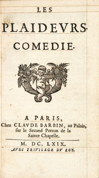RACINE 1639-1699 Les Plaideurs. Comédie. Paris, Claude Barbin, 1669. In-12, maroquin...