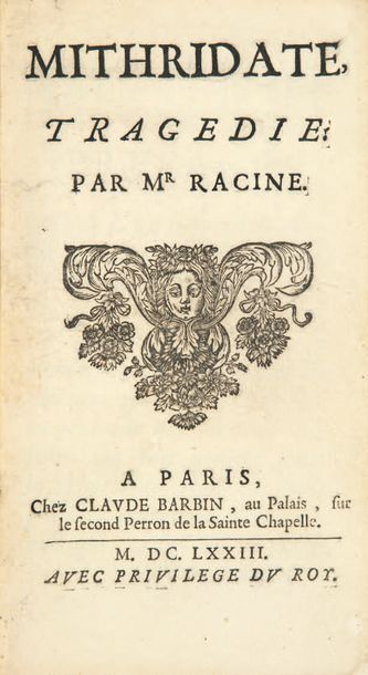 RACINE 1639-1699 Mithridate, tragédie. Paris, Claude Barbin, 1673. In-12, maroquin...