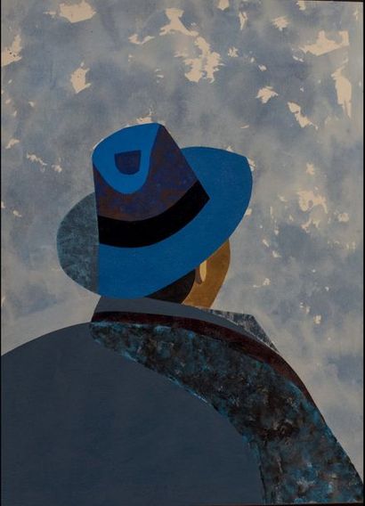 Eduardo ARROYO (1937-2018) 
Faust ou l'homme au chapeau, 1974
Aquarelle et gouache...