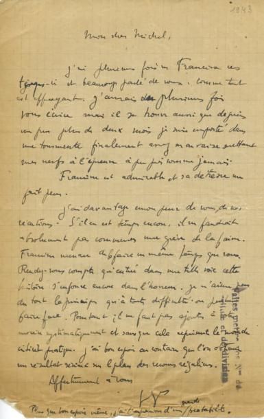 BATAILLE (GEORGES) (1897-1962) Manifeste du Collège d'Etudes Socratiques. Tapuscrit...