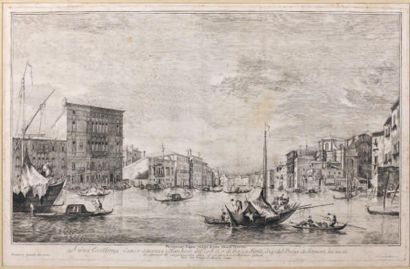 D'APRÈS FRANCESCO GUARDI (1712-1793) Deux eaux fortes en noir gravées par Velesio...