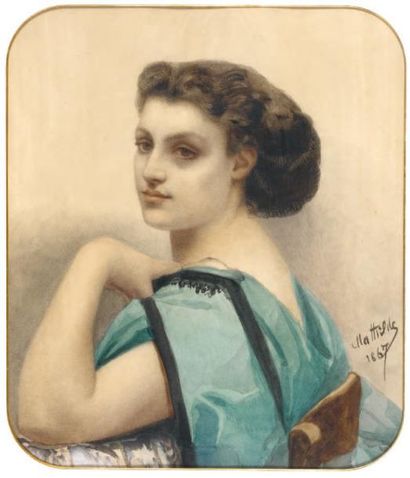 PRINCESSE MATHILDE BONAPARTE (1820-1904) Portrait de femme de profil, 1867 Aquarelle...