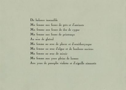 BRETON Andre L'UNION LIBRE. Paris, s.e., 1931; in-8 oblong, couverture rempliee sur...