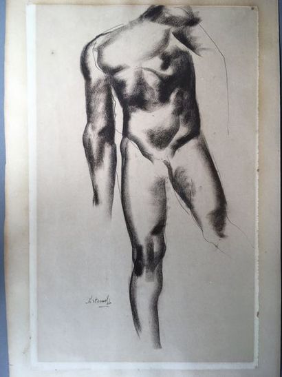 Georges ARTEMOFF (1892-1965) Nu masculin
Encre et fusain sur papier
Signé en bas...
