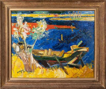 Bernard LORJOU (1908-1986) Barque amarrée
Huile sur toile, signée en bas à gauche...