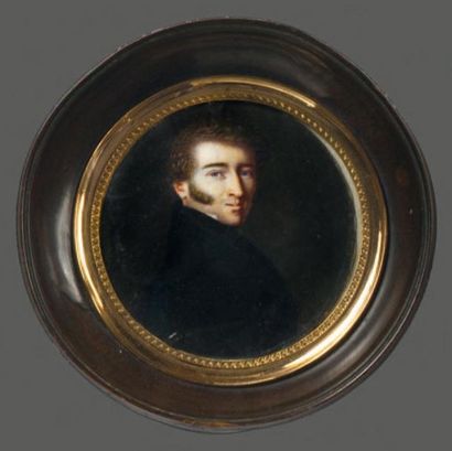 ALEXANDRE DELATOUR (1780-1858) ATTRIBUÉ À Portrait d'homme à la redingote grise portant...