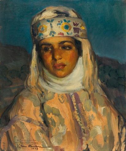 JOSÉ CRUZ HERRERA (1890-1992) Portrait de jeune orientale Huile sur toile Signée...