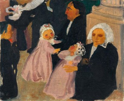 MAURICE DENIS (1870-1943) Bretons à Auray, vers 1899 Huile sur toile Signée en bas...