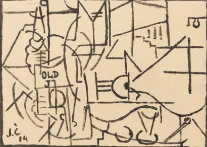 JOSEF CAPEK (1887-1945) Nature morte cubiste Encre noire sur papier Monogrammée J.C...