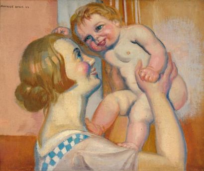 MAURICE DENIS (1870-1943) Enfant nu ou Annie et Pauline, 1925 Huile sur toile Signée...