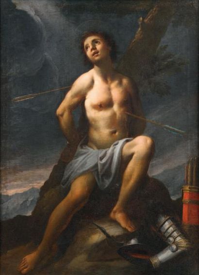 ECOLE EMILIENNE VERS 1700 Saint-Sébastien Huile sur toile 116 x 86 cm Provenance...