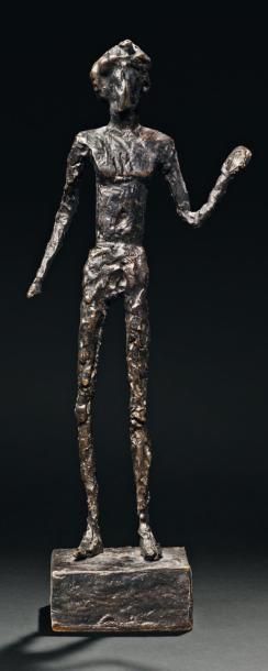 DIEGO GIACOMETTI (1902-1985) Homme debout Sculpture en bronze à patine brun noir...