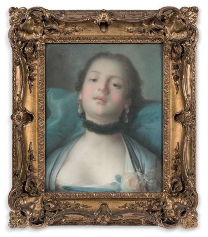 Ecole française dans le goût du XVIIIe siècle 
La dormeuse
Buste de jeune femme endormie,...
