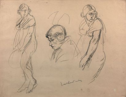 Emile Othon Friesz (1879-1949) 
Femme au châle
Feuille d'étude au crayon noir sur...