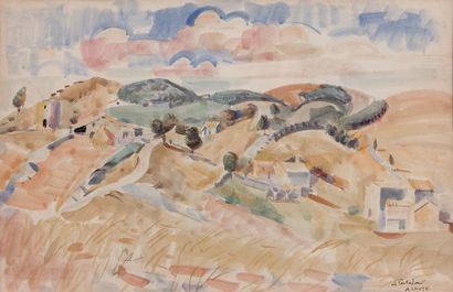André LHOTE (1885-1962) 
Le Contadour, paysage
Aquarelle
Signé et situé en bas à...