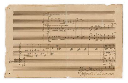 STRAVINSKY (Igor) MANUSCRIT AUTOGRAPHE D'UN EXTRAIT D'UNE COURTE PIÈCE ARRANGÉE POUR...